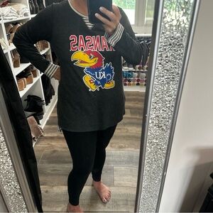 Kansas Jayhawks Graphic Long Sleeve Shirt tunic Gameday couture M/L